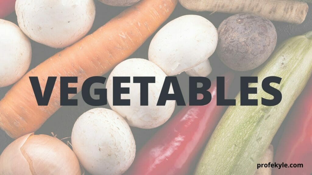 tipos de vegetales y verduras en inglés